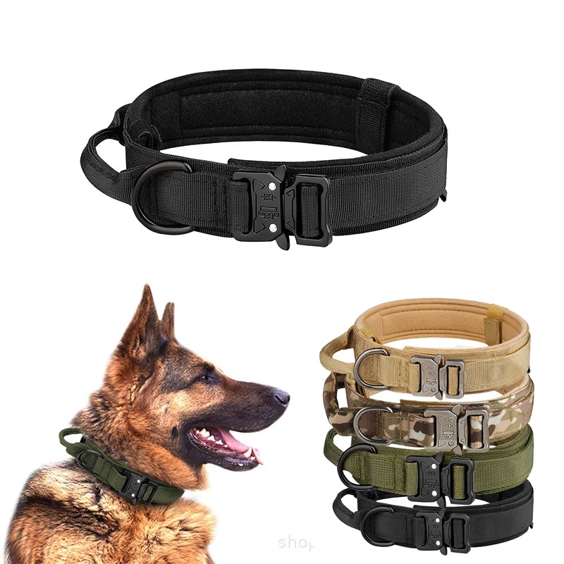 Pet Products Outdoor Tactical Dog Collar Metal Buckle Breathability Nylon Collar Medium and Large Dog Training Neck Collar Dog - My Store