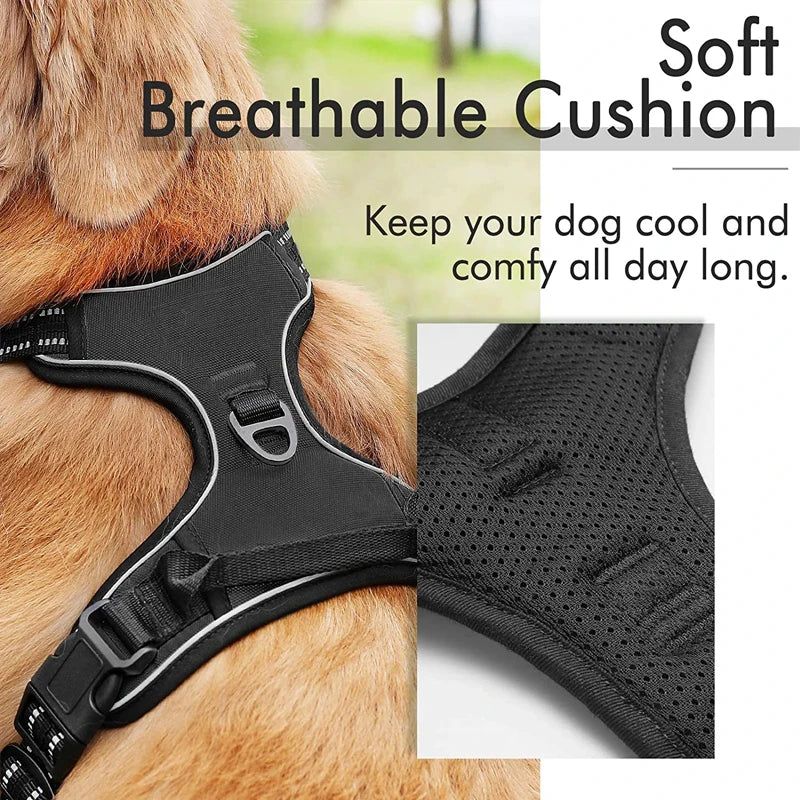 No-Pull Reflective Dog Harness – Comfort and Control for Large Dogs