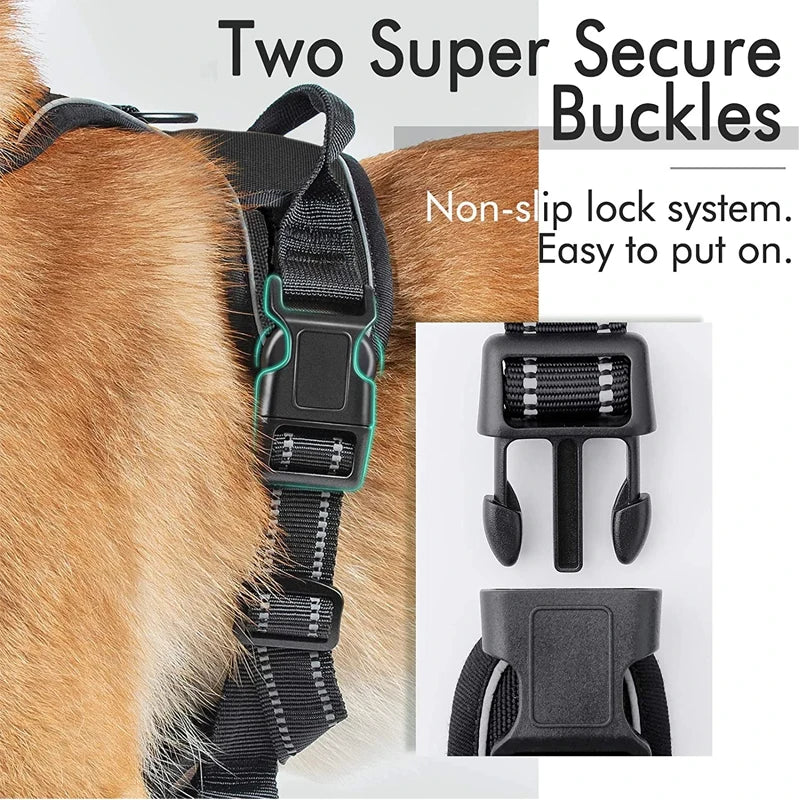 No-Pull Reflective Dog Harness – Comfort and Control for Large Dogs