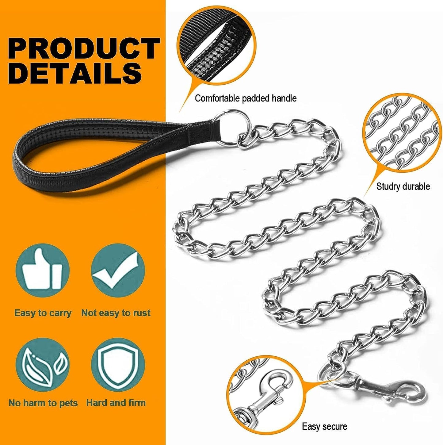 Chew-Proof Chain Leash – Strong, Durable, and Comfortable